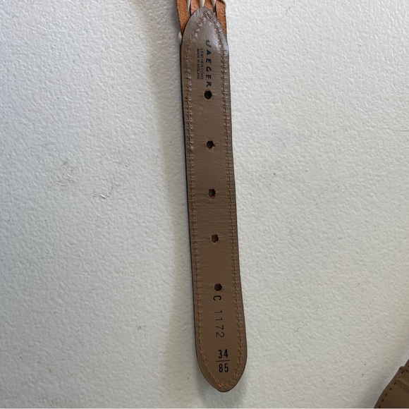 VTG Jaeger Woven Leather Belt Buckle Taupe Unisex Size 34” 90s Style Preppy Boho - Picture 4 of 8